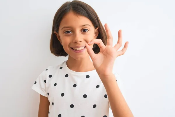 Giovane Bella Bambina Che Indossa Casual Shirt Piedi Sfondo Bianco — Foto Stock