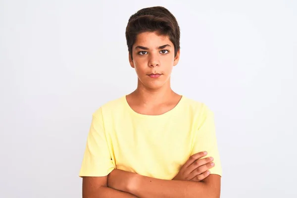 Pohledný Teenager Stojící Nad Bílým Izolovaným Pozadím Skeptický Nervózní Nesouhlasný — Stock fotografie