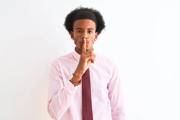 Young African American Businessman Wearing Tie Standing Isolated White Background — 스톡 사진