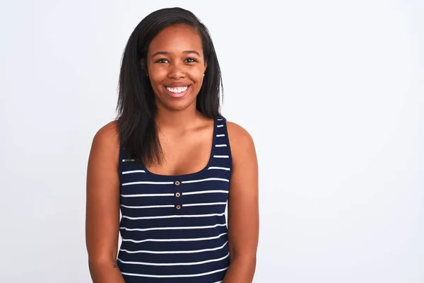 Mooie Jonge Afro Amerikaanse Vrouw Draagt Zomer Shirt Geïsoleerde Achtergrond — Stockfoto