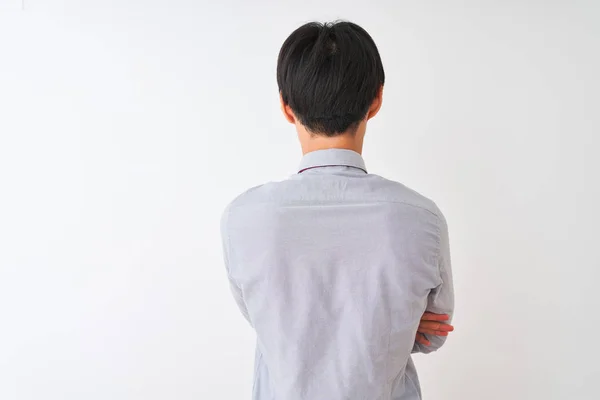 Κινέζος Επιχειρηματίας Κομψή Γραβάτα Στέκεται Πάνω Από Απομονωμένο Λευκό Φόντο — Φωτογραφία Αρχείου