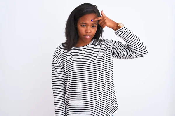 Beautiful Young African American Woman Wearing Winter Sweater Isolated Background — Stock Photo, Image