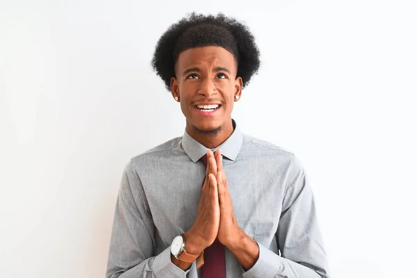 Young African American Businessman Wearing Tie Standing Isolated White Background — 스톡 사진