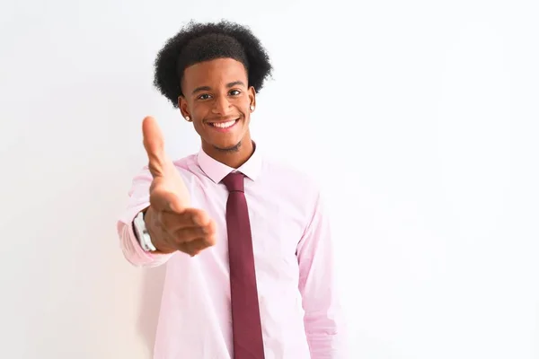 Jonge Afro Amerikaanse Zakenman Draagt Stropdas Staan Geïsoleerde Witte Achtergrond — Stockfoto