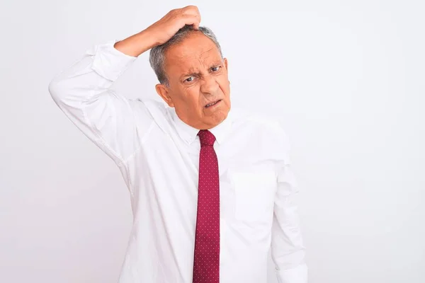 Senior Hombre Negocios Pelo Gris Con Corbata Elegante Sobre Fondo —  Fotos de Stock