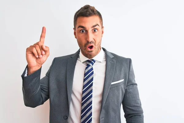 Young Handsome Business Man Wearing Suit Tie Isolated Background Pointing — Stock Photo, Image