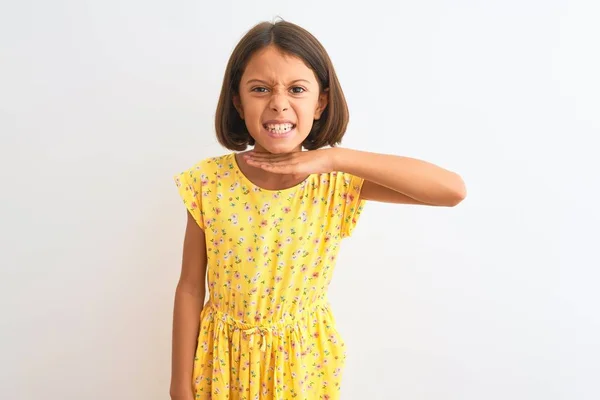 Νεαρό Όμορφο Κορίτσι Παιδί Φορώντας Κίτρινο Floral Φόρεμα Στέκεται Πάνω — Φωτογραφία Αρχείου