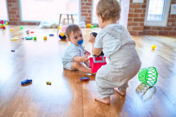 Beautiful Toddlers Playing Lots Toys Kindergarten — Stock Photo, Image