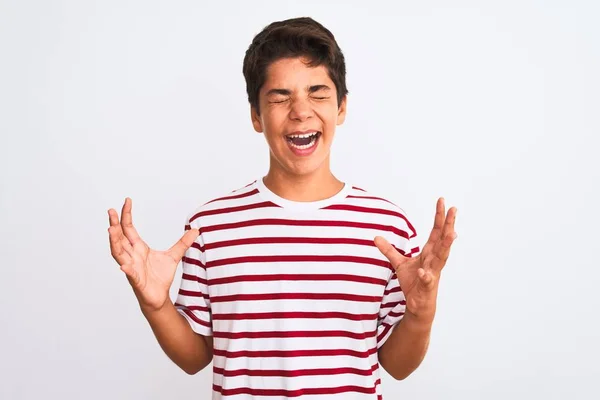 Handsome Teenager Boy Standing White Isolated Background Celebrating Mad Crazy — 스톡 사진