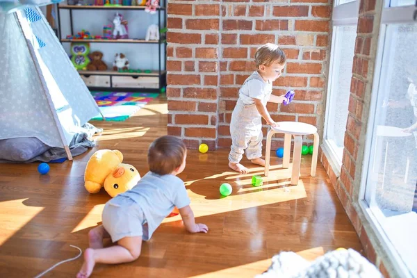 Beautiful Toddlers Playing Lots Toys Kindergarten — Stock Photo, Image