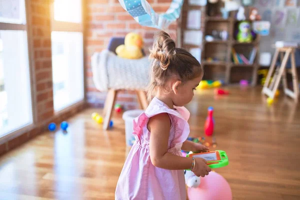 Young Beautiful Toddler Playing Kindergaten — Stock Photo, Image