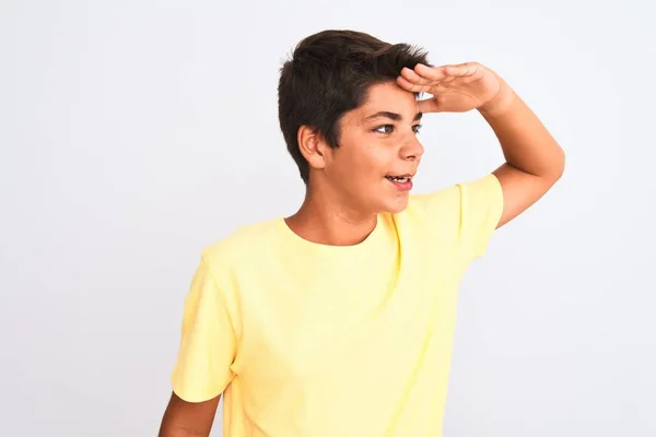 Handsome Teenager Boy Standing White Isolated Background Very Happy Smiling — 스톡 사진