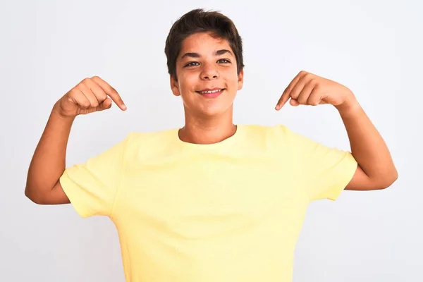 Adolescent Beau Garçon Debout Sur Fond Blanc Isolé Regardant Confiant — Photo