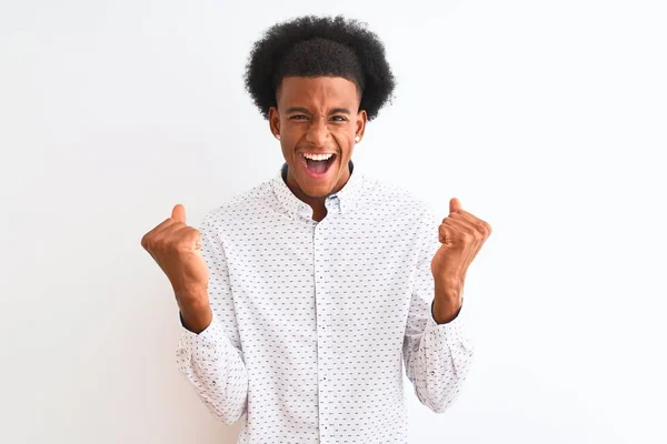 Young African American Man Wearing Elegant Shirt Standing Isolated White — Stockfoto