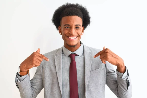 Young African American Businessman Wearing Suit Standing Isolated White Background — 스톡 사진