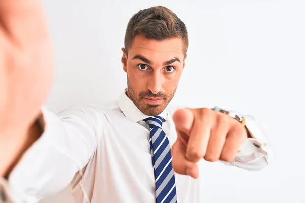 Young Handsome Business Man Taking Selfie Using Smartphone Isolated Background — Stock Photo, Image