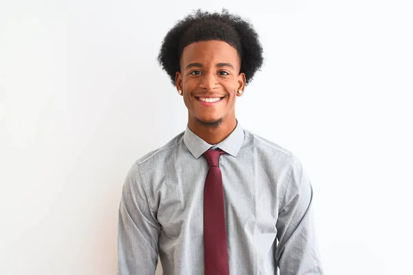 Junger Afrikanisch Amerikanischer Geschäftsmann Mit Krawatte Vor Isoliertem Weißem Hintergrund — Stockfoto