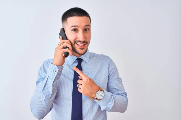 Young Handsome Business Man Calling Using Smartphone Isolated Background Very — Stock Photo, Image