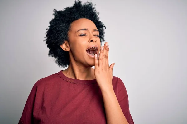 Young Beautiful African American Afro Woman Curly Hair Wearing Casual — ストック写真