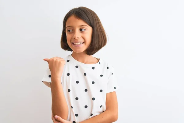 Junges Schönes Mädchen Lässigem Shirt Das Über Isoliertem Weißem Hintergrund — Stockfoto