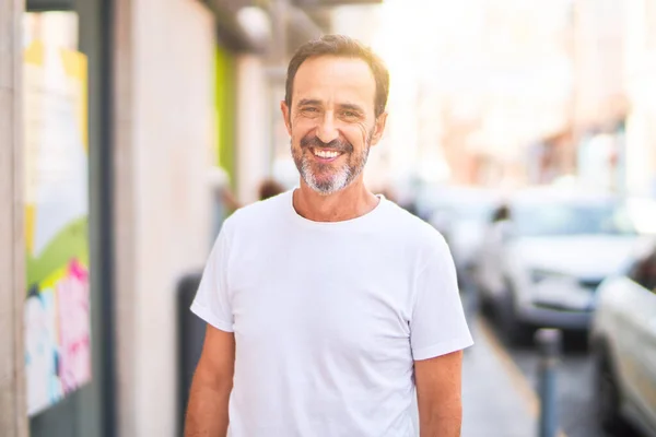 Middle Age Handsome Man Standing Street Smiling — Stock Photo, Image