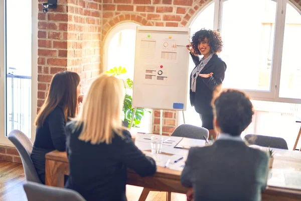 Group Business Workers Working Together Meeting One Them Making Presentation — 스톡 사진