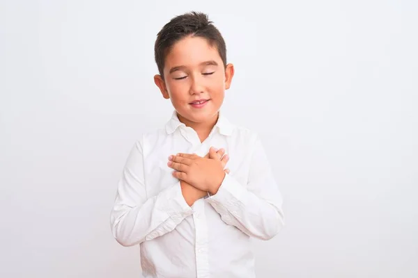 Bellissimo Bambino Che Indossa Una Camicia Elegante Piedi Uno Sfondo — Foto Stock