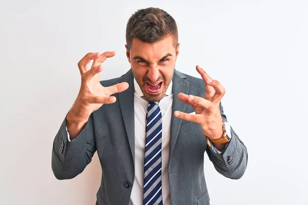 Young Handsome Business Man Wearing Suit Tie Isolated Background Shouting — Stock Photo, Image