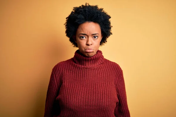 Young Beautiful African American Afro Woman Curly Hair Wearing Casual — ストック写真