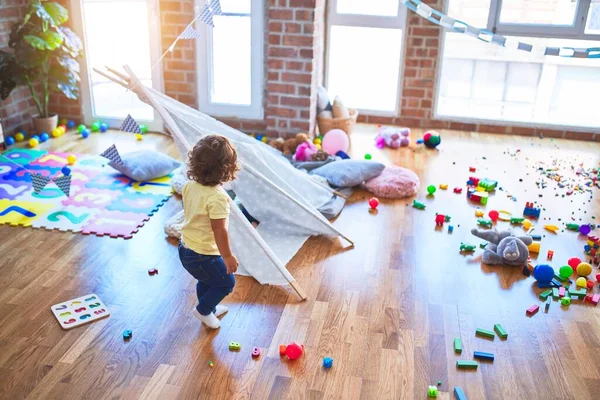 Adorable Toddlers Playing Tipi Lots Toys Kindergarten — Stock Photo, Image