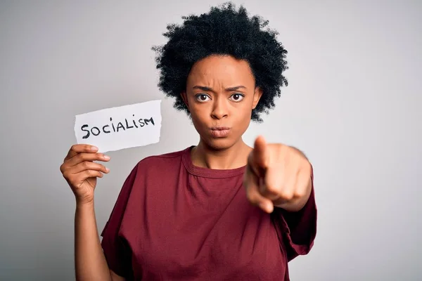 Young African American Afro Politician Woman Curly Hair Socialist Party — Stock Photo, Image