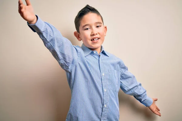 Young Little Boy Kid Wearing Elegant Shirt Standing Isolated Background — 스톡 사진