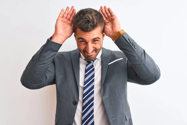 Young Handsome Business Man Wearing Suit Tie Isolated Background Doing — Stock Photo, Image