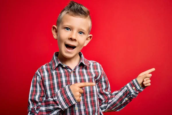 Young Little Caucasian Kid Blue Eyes Standing Wearing Elegant Shirt — Stock Photo, Image