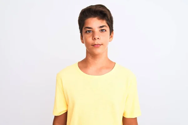 Handsome Teenager Boy Standing White Isolated Background Relaxed Serious Expression — Stock Photo, Image
