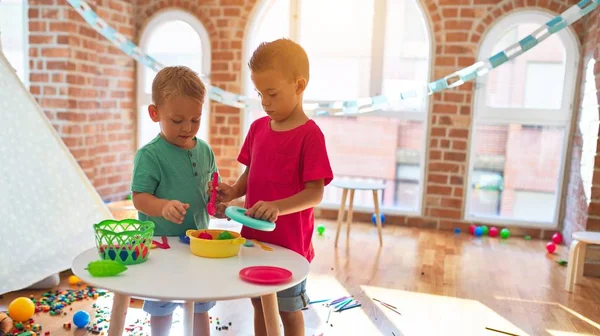 Adorable Toddlers Playing Lots Toys Kindergarten — Stock Photo, Image