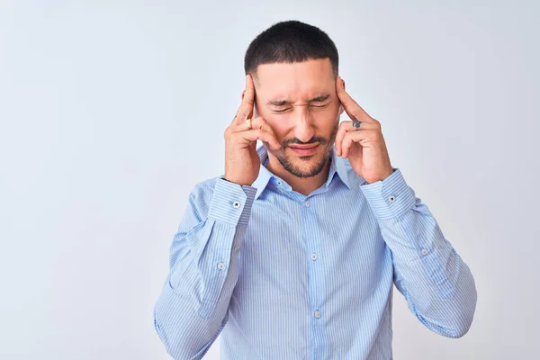 Young Handsome Business Man Standing Isolated Background Hand Head Pain — ストック写真