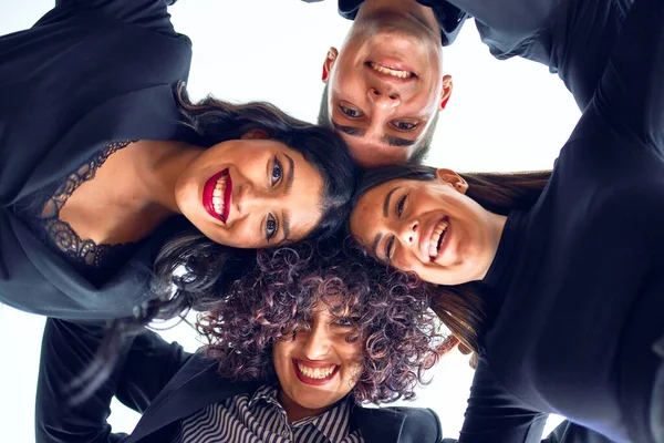 Gruppe Von Geschäftsleuten Glücklich Lächelnd Mit Zusammengekniffenen Köpfen Und Lächelnd — Stockfoto