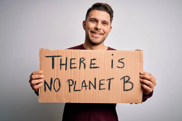 Mladý Aktivista Který Drží Protestní Prapor Pro Změnu Klimatu Životního — Stock fotografie