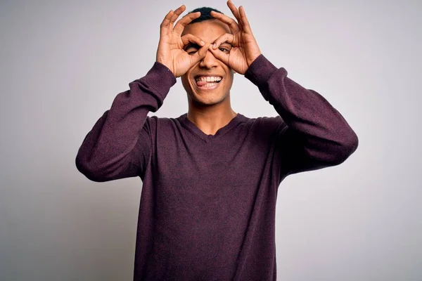 Young Handsome African American Man Wearing Casual Sweater White Background — Stock Photo, Image