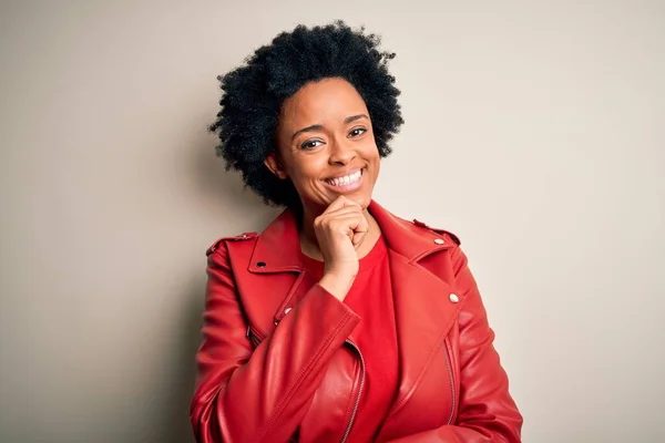 Young Beautiful African American Afro Woman Curly Hair Wearing Casual — Stock Photo, Image