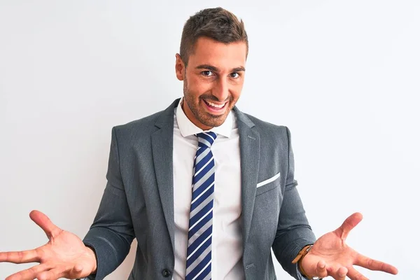 Young Handsome Business Man Wearing Suit Tie Isolated Background Showing — Stok fotoğraf