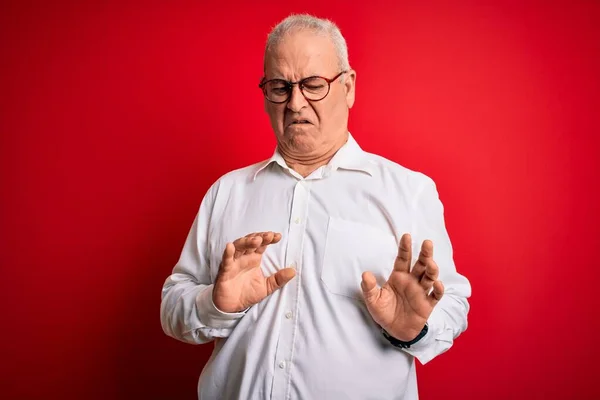 Homem Hoary Bonito Meia Idade Vestindo Camisa Casual Óculos Sobre — Fotografia de Stock