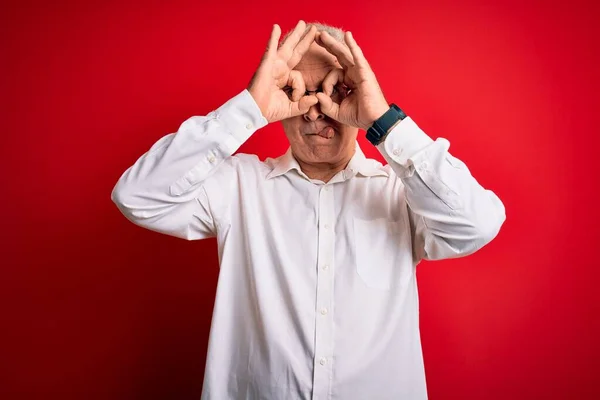 Homem Hoary Bonito Meia Idade Vestindo Camisa Casual Óculos Sobre — Fotografia de Stock