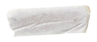 İzole edilmiş arkaplan üzerinde beyaz yapışkan kağıt bant, boş bağlanma ambalaj buruşuk yapıştırma etiketi