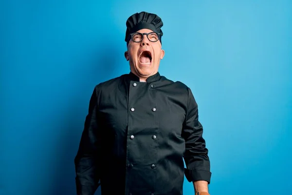 Middle Age Handsome Grey Haired Chef Man Wearing Cooker Uniform — Stock Photo, Image