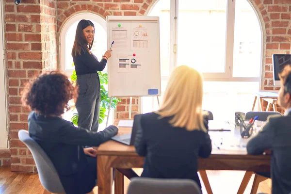 Group Business Workers Working Together Meeting One Them Making Presentation — 스톡 사진