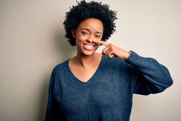 Young Beautiful African American Afro Woman Curly Hair Wearing Casual — Stock Photo, Image