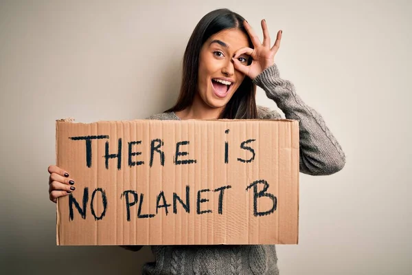 Junge Schöne Brünette Aktivistin Die Für Die Rettung Des Planeten — Stockfoto