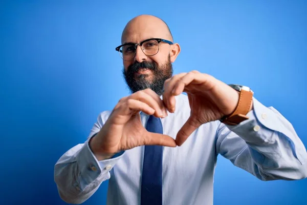 Bonito Homem Careca Negócios Com Barba Vestindo Gravata Elegante Óculos — Fotografia de Stock